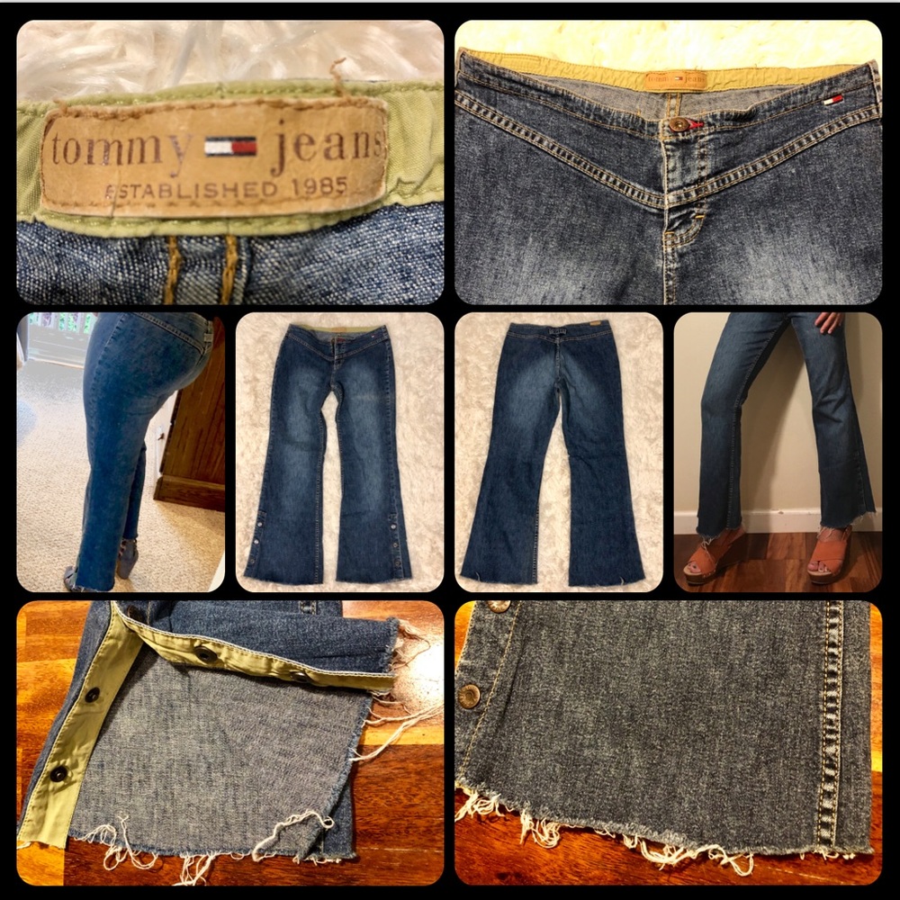 Super Rare Vintage Tommy Frayed Flare Jeans size 9 - Picture 8 of 8